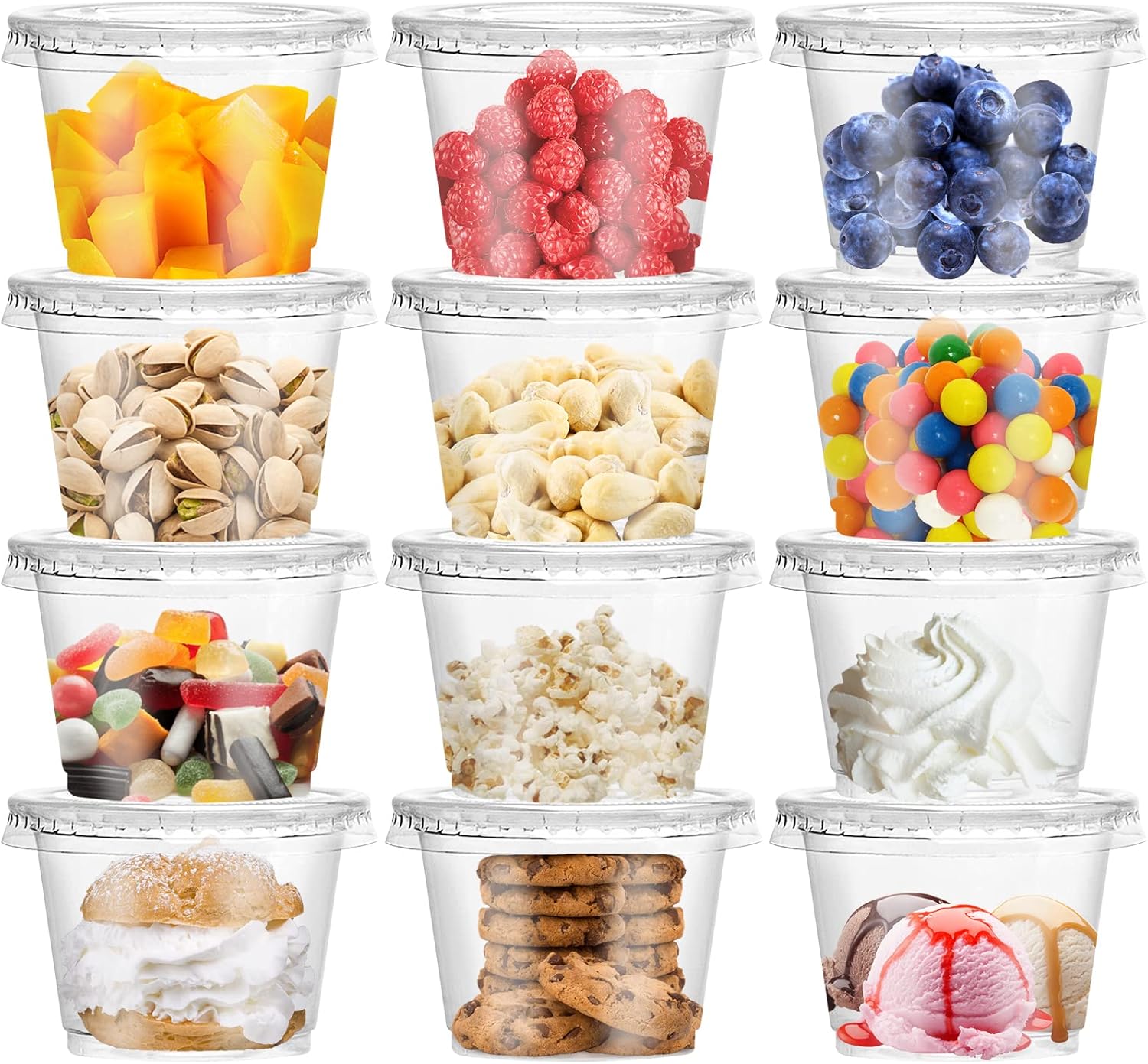 Sauce Dipping Cup - 8/10OZ Plastic Parfait Cups with Flat